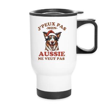 Humour aussie berger australien père Noël - Tasse isotherme avec poignée - blanc - Devant