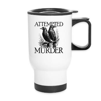 Versuchter Mord Edgar Allan Poe Mord an Krähen - Thermobecher mit Tragegriff - Weiß - Vorne