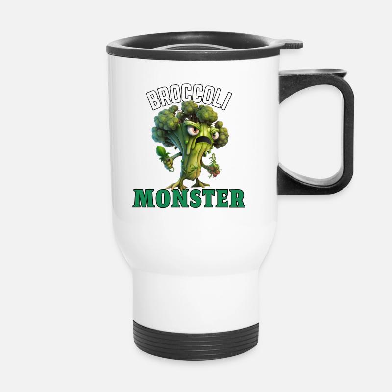 Broccoli Monster - Thermobecher mit Tragegriff - Weiß