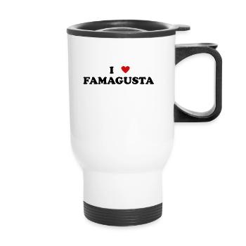 Herz Cyprus Stadt - Ich Liebe Famagusta - Thermobecher mit Tragegriff - Weiß - Vorne