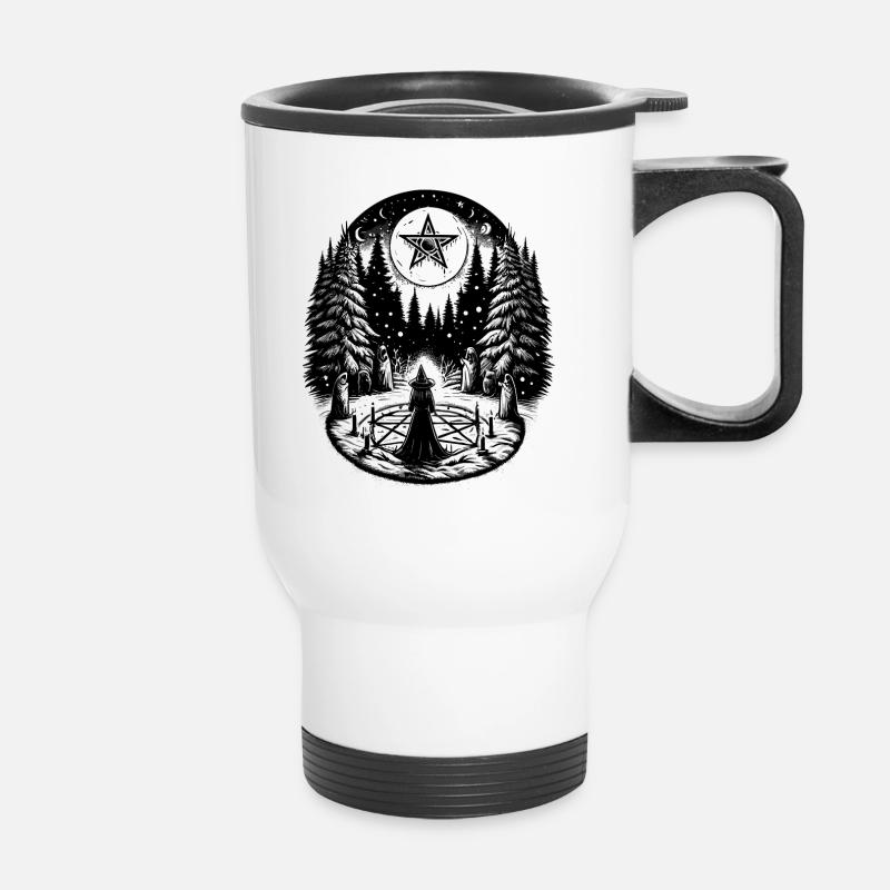 Célébration de Noël au solstice d'hiver de la sorcière - Tasse isotherme avec poignée - blanc