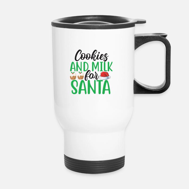 Biscuits et lait pour le Père Noël - Tasse isotherme avec poignée - blanc
