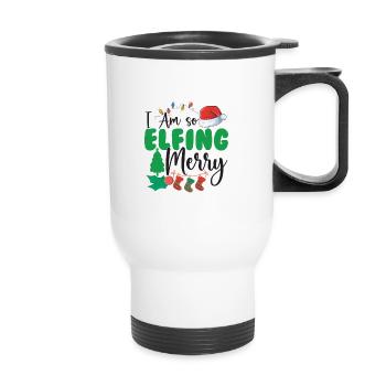 Je suis si joyeux Elfing - Tasse isotherme avec poignée - blanc - Devant