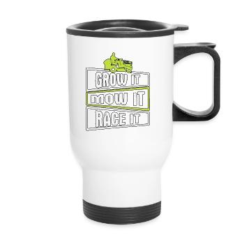 Grow It Mow It Race It Course de tondeuse à gazon - Tasse isotherme avec poignée - blanc - Devant