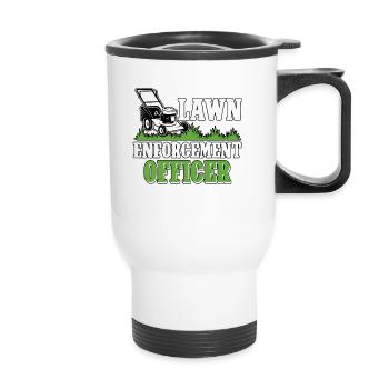 Lawn Enforcement Officer Lawn Mower - Thermal mug with handle - white - Front