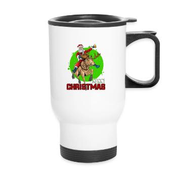 Merry Christmas Santa on Elk - Thermobecher mit Tragegriff - Weiß - Vorne
