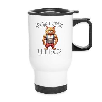 Do You Even Lift Bro? - Katzendesign - Thermobecher mit Tragegriff - Weiß - Vorne