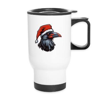 Crow Raven Christmas Animal Head - Thermal mug with handle - white - Front