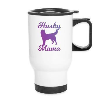 Husky Mama - Hundedesign - Thermobecher mit Tragegriff - Weiß - Vorne