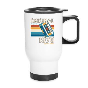 53e anniversaire Cassette décembre Vintage des années 1970 - Tasse isotherme avec poignée - blanc - Devant