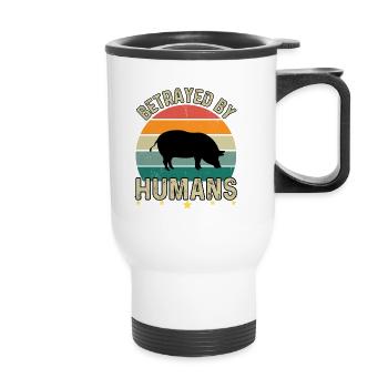 Trahi par les humains - Verganerdesign - Tasse isotherme avec poignée - blanc - Devant