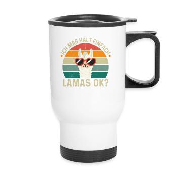 I just like llamas, ok? - Llama design - Thermal mug with handle - white - Front