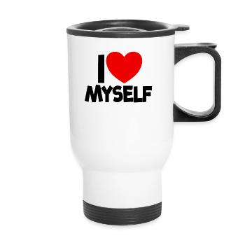 Ich liebe mich selbst rotes Herz Selbstliebe Bestä - Thermobecher mit Tragegriff - Weiß - Vorne