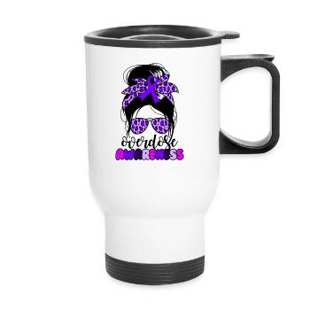 Overdose Awareness Messy Bun Over - Thermal mug with handle - white - Front
