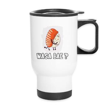 Kawaii Japon sushi motif nigiri fan sushi - Tasse isotherme avec poignée - blanc - Devant