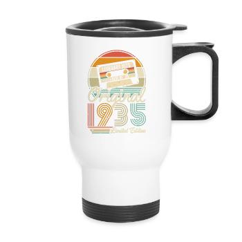 Vintage 1935 - Retro - Thermobecher mit Tragegriff - Weiß - Vorne
