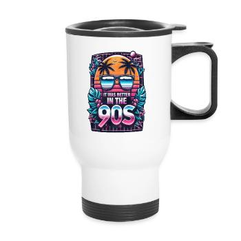 C’était mieux dans les années 90 - Tasse isotherme avec poignée - blanc - Devant
