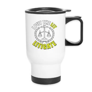 J’ai mis la lumière dans le plaidoyer pour les étudiants en droit - Tasse isotherme avec poignée - blanc - Devant