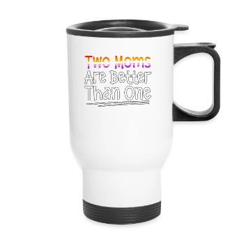 Deux mamans valent mieux qu’un gay LGBT - Tasse isotherme avec poignée - blanc - Devant