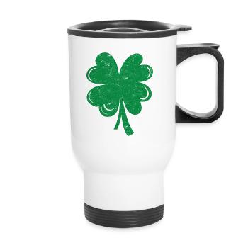 Trèfle à quatre feuilles - Tasse isotherme avec poignée - blanc - Devant