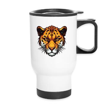 Tête de guépard - Tasse isotherme avec poignée - blanc - Devant
