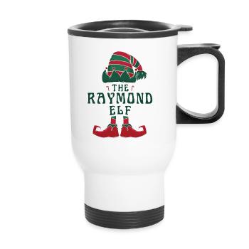 Der Raymond Elf Pyjama für lustige Weihnachten - Thermobecher mit Tragegriff - Weiß - Vorne
