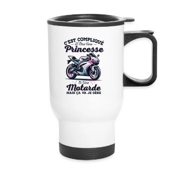 Princesse Motarde Humour Cadeau Pour Femme Moto - Tasse isotherme avec poignée - blanc - Devant