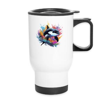 Orca Killer Whale Colorful - Thermal mug with handle - white - Front