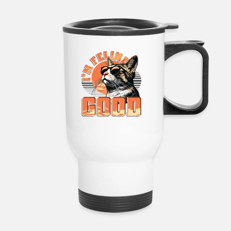 Drôle De Chat Dame, Chat Maman - Tasse isotherme avec poignée - blanc