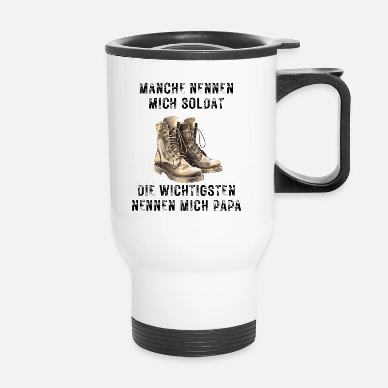 Soldat Papa - Thermobecher mit Tragegriff - Weiß