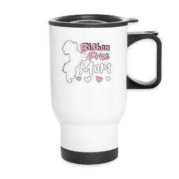 Bichon Frisé Maman Pour Les Amoureux Des Chiens Bichons - Tasse isotherme avec poignée - blanc - Devant