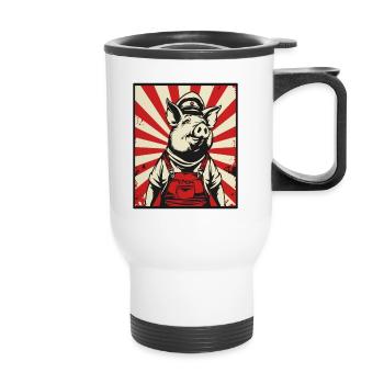 Communists Propaganda Socialists Pig - Thermal mug with handle - white - Front