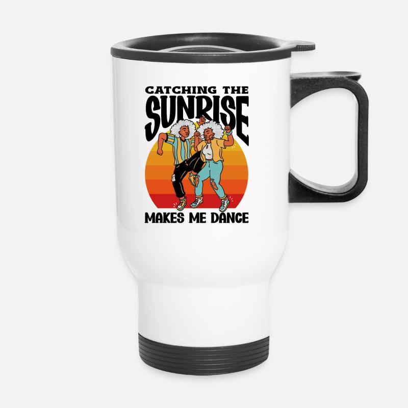 Attraper le lever du soleil joyeux - Tasse isotherme avec poignée - blanc
