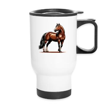 Braunes Quarter Horse Design - Thermobecher mit Tragegriff - Weiß - Vorne