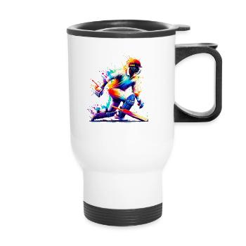 Colorful Splash Art Cricketer Batsman Cricket - Thermal mug with handle - white - Front