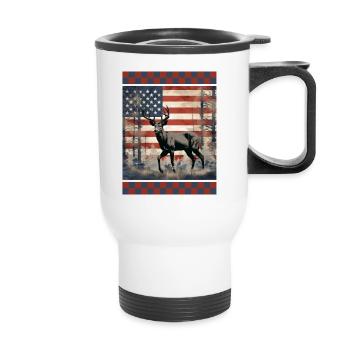 Double motif drapeau américain traditionnel Woodland - Tasse isotherme avec poignée - blanc - Devant