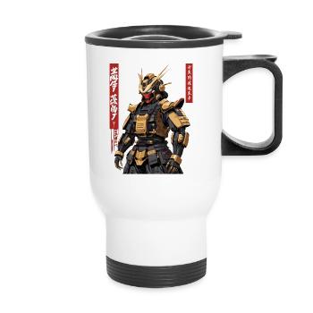 Samurai-Roboter - Thermobecher mit Tragegriff - Weiß - Vorne