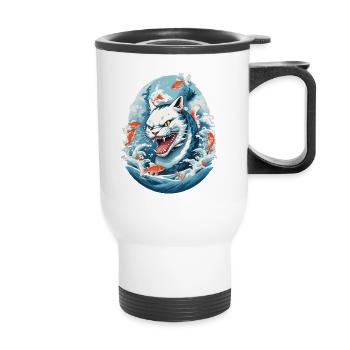 Seeungeheuer Katzen Anime Style Katze Design - Thermobecher mit Tragegriff - Weiß - Vorne