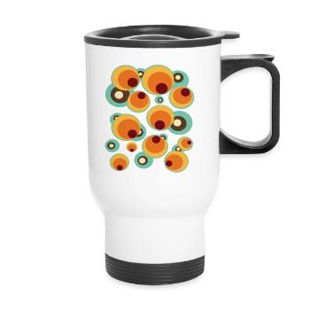 Vintage Mid Century Dot Circle Pattern - Thermal mug with handle - white - Front
