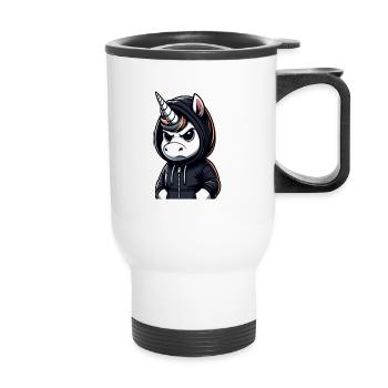 Je peux aussi être un amoureux sarcastique des licornes - Tasse isotherme avec poignée - blanc - Devant
