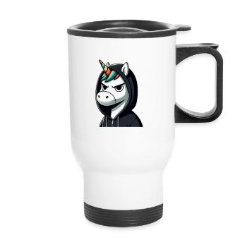 Je peux aussi être un amoureux sarcastique des licornes - Tasse isotherme avec poignée - blanc - Devant