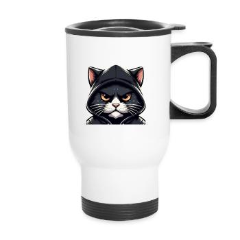 Shoving would be great sarcastic cat lover - Thermal mug with handle - white - Front