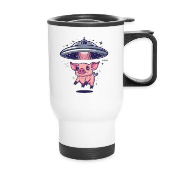 Alien Abduction of a Pig, Pigs - Thermal mug with handle - white - Front