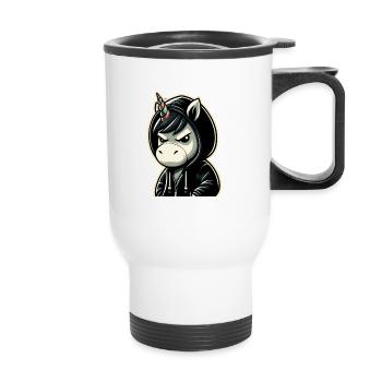 Je peux aussi être un amoureux sarcastique des licornes - Tasse isotherme avec poignée - blanc - Devant