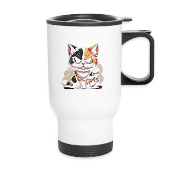 Nett kann ich auch Sarkastisches Katzenliebhaber - Thermobecher mit Tragegriff - Weiß - Vorne