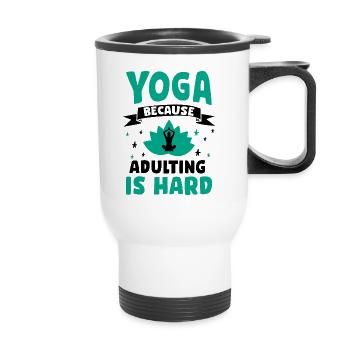 Emménager est difficile - Tahirt Funny Yoga - Tasse isotherme avec poignée - blanc - Devant