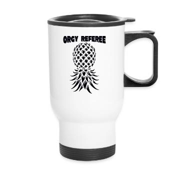 Orgy Referee Swinger Party Pineapple Threesome - Thermal mug with handle - white - Front