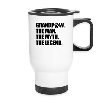 Opaw der Mann der Mythos der Legendhund -Opawe - Thermobecher mit Tragegriff - Weiß - Vorne