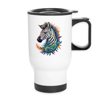 Zebra Spirituelles Mandala Traumfänger Design - Thermobecher mit Tragegriff - Weiß - Vorne