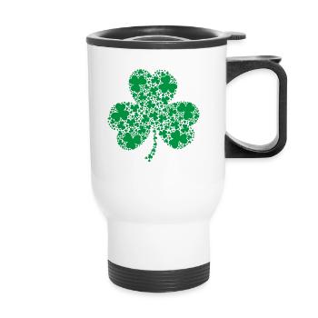 Trèfle en fleurs - Tasse isotherme avec poignée - blanc - Devant